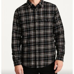 JACHS Men’s Flannel Shirt XL Black Gray White Plaid Button Down Casual
